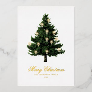 Carte De Vœux En Aluminium Arbre de Noël classique élégant et aurore