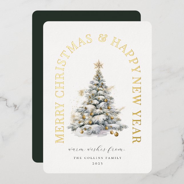 Carte De Vœux En Aluminium Arbre de Noël moderne (Recto/Verso)
