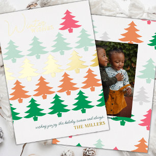 Carte De Vœux En Aluminium Arbres de Noël Winter Wishes Photo