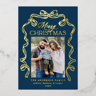 Carte De Vœux En Aluminium Arc élégant en bleu marine Joyeux Noël 5 Photo