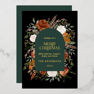 Carte De Vœux En Aluminium Arche florale noire verte Noël moderne