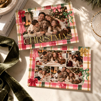 Carte De Vœux En Aluminium Arcs à carreaux colorés 5 Photo Joyeux Noël Or