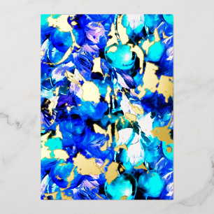 Carte De Vœux En Aluminium Art abstrait bleu vif avec revêtement