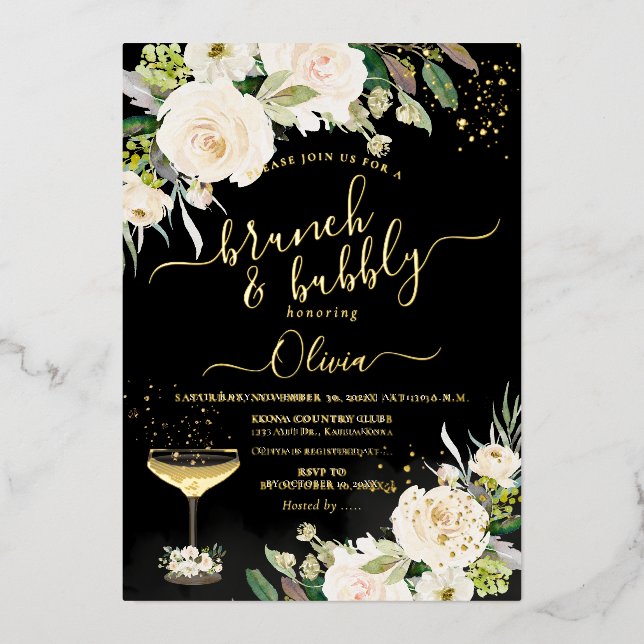 Carte De Vœux En Aluminium ArtsApp H2 Alabaster Cream Roses Brunch Bubbly (Recto)