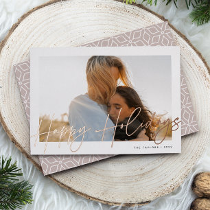 Carte De Vœux En Aluminium Autographe   Joyeuses fêtes photo horizontale