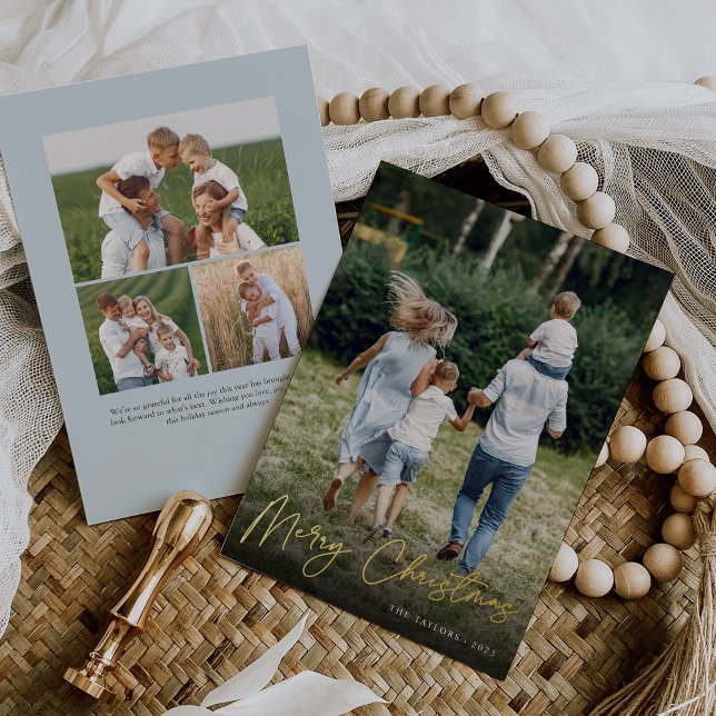 Carte De Vœux En Aluminium Autographe | Joyeux Noël photo verticale (Créateur téléchargé)