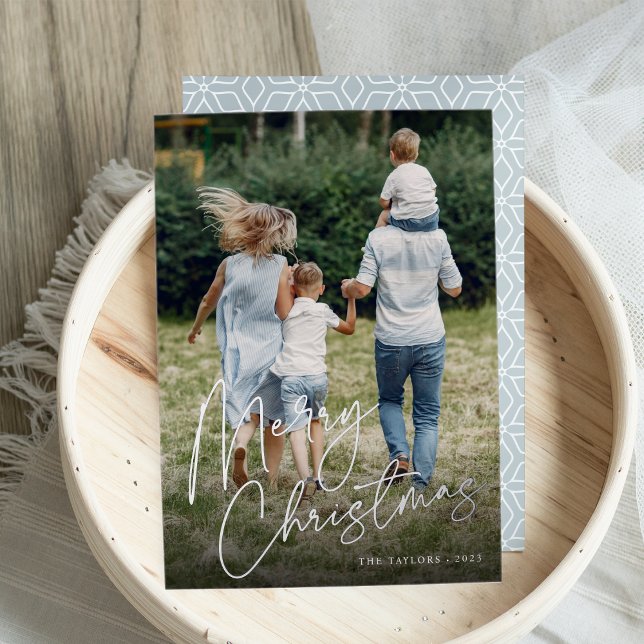 Carte De Vœux En Aluminium Autographe | Joyeux Noël photo verticale (Créateur téléchargé)