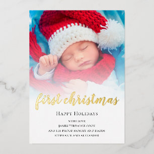 Carte De Vœux En Aluminium Baby First Christmas Photo Overlay Real