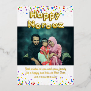 Carte De Vœux En Aluminium Ballons d'or Joyeux Norooz Perse Nouvel An