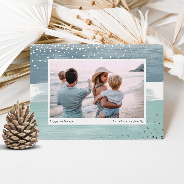 Carte De Vœux En Aluminium Bande côtière | Photo de Noël (Créateur téléchargé)