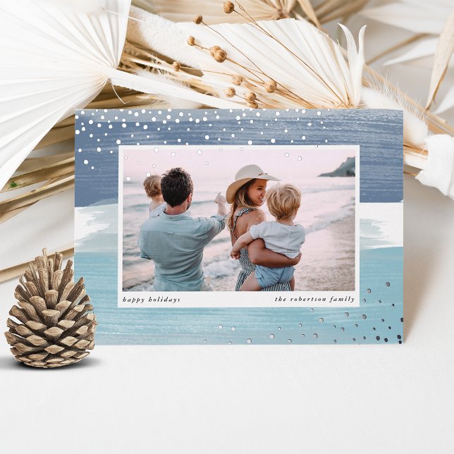 Carte De Vœux En Aluminium Bande côtière | Photo de Noël (Créateur téléchargé)
