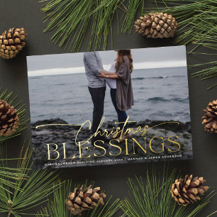 Carte De Vœux En Aluminium Bénédictions de Noël écriture élégante Grossesse