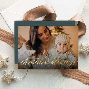 Carte De Vœux En Aluminium Bénédictions de Noël Pleine photo