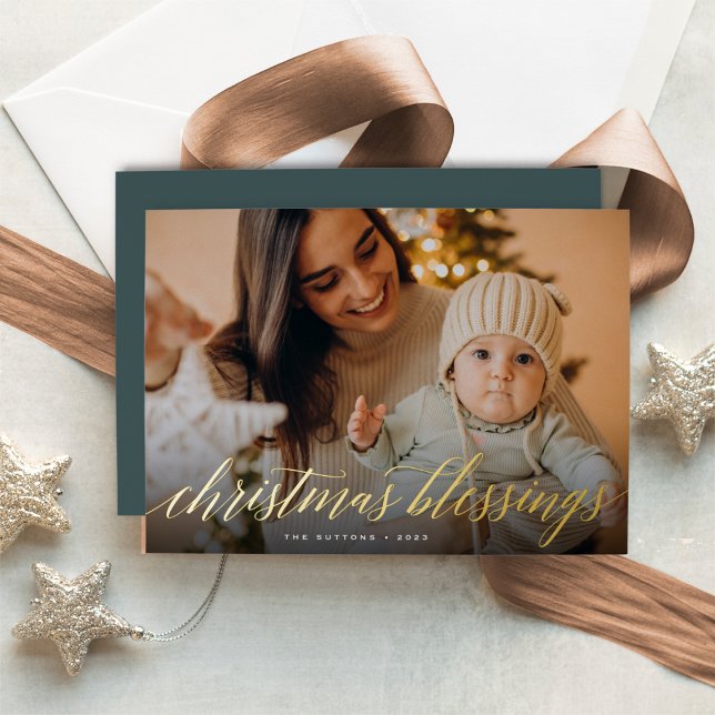 Carte De Vœux En Aluminium Bénédictions de Noël Pleine photo (Créateur téléchargé)