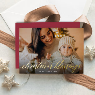 Carte De Vœux En Aluminium Bénédictions de Noël Pleine photo
