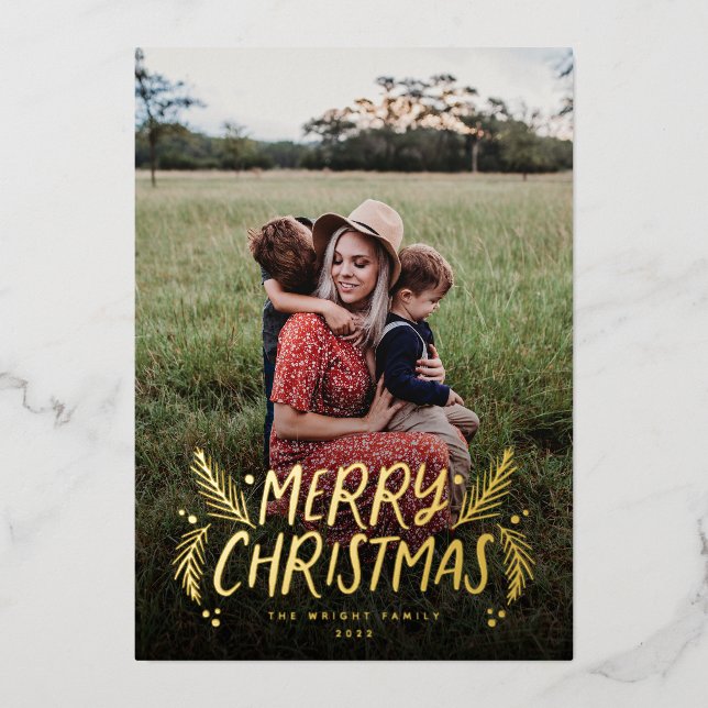 Carte De Vœux En Aluminium Berries de pin à main (Recto)