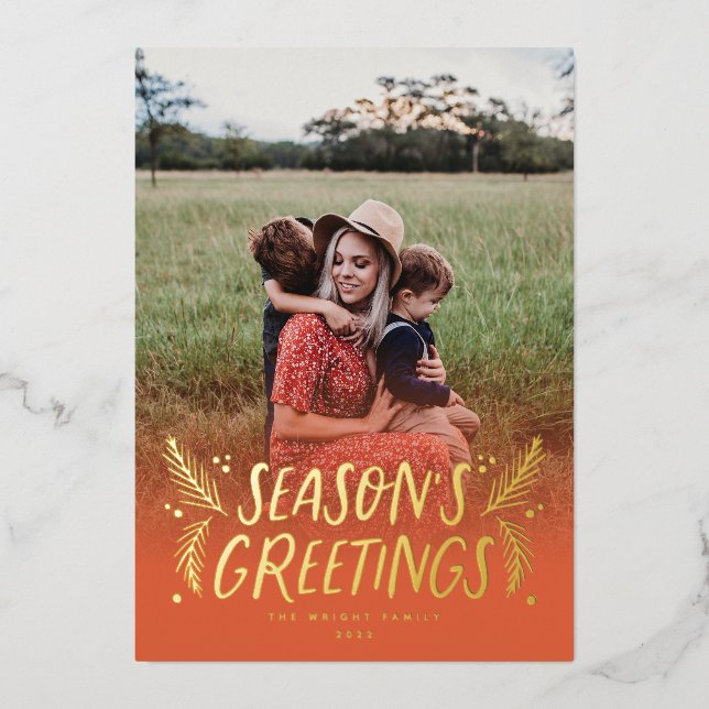 Carte De Vœux En Aluminium Berries de pin à main (Recto)