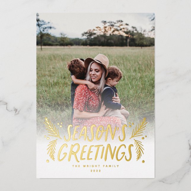 Carte De Vœux En Aluminium Berries de pin à main (Recto)