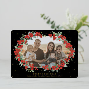 Carte De Vœux En Aluminium Berry rouge noir + Eucalyptus Photo de Noël