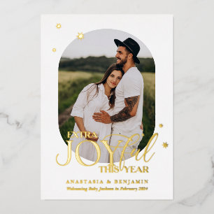Carte De Vœux En Aluminium Blanc et Or Grossesse Noël Extraordinaire Joie