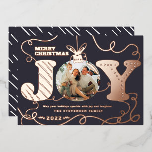 Carte De Vœux En Aluminium Bleu traditionnel Joie photo Noël