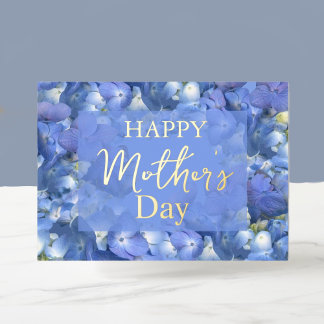 Carte De Vœux En Aluminium Blue Hydrangeas Blooms Mother's Day   