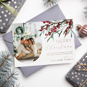 Carte De Vœux En Aluminium Boisson d'hiver Script Christmas One Photo Arche