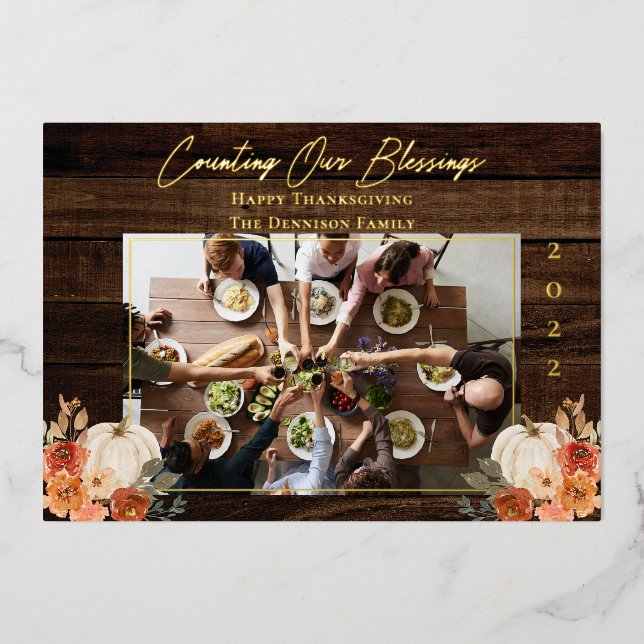 Carte De Vœux En Aluminium Bon thanksgiving - Compter nos bénédictions 1 Phot (Recto)
