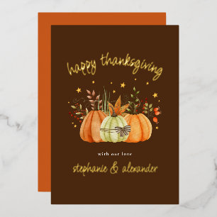 Carte De Vœux En Aluminium Bon thanksgiving d'automne citrouille Brown