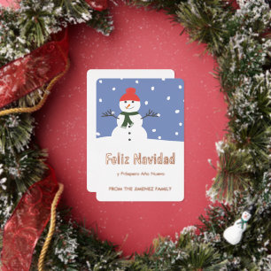 Carte De Vœux En Aluminium Bonhomme de neige d'hiver Feliz Navidad et Prospe