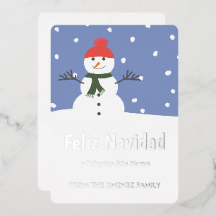 Carte De Vœux En Aluminium Bonhomme de neige d'hiver Feliz Navidad  y Prosper