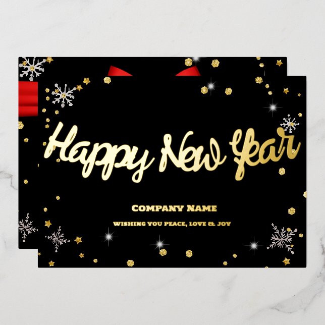 Carte De Vœux En Aluminium Bonne année 2024 Société Ruban Rouge (Recto/Verso)