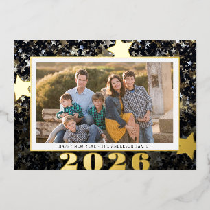 Carte De Vœux En Aluminium Bonne année 2024 Star Confetti Photo