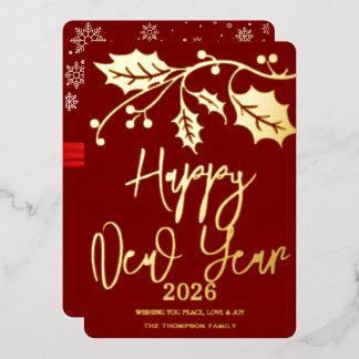 Carte De Vœux En Aluminium Bonne année 2026, ruban rouge