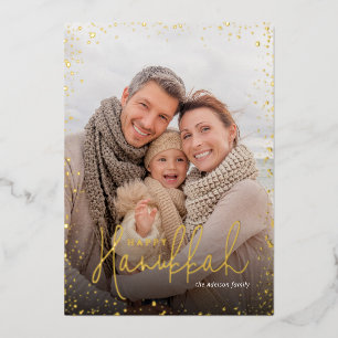 Carte De Vœux En Aluminium Bonne Hanoukka   Revêtement photo Gold Glitz