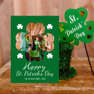 Carte De Vœux En Aluminium Bonne photo de la famille Shamrock Jour de la Sain