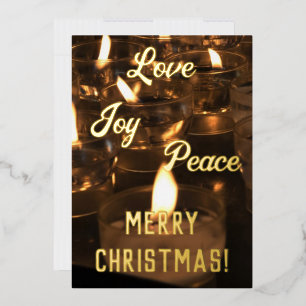 Carte De Vœux En Aluminium Bougies élégantes Véritable huile d'or Joyeux Noël