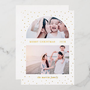 Carte De Vœux En Aluminium Boule à Neige Noël Deux Photos