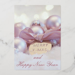 Carte De Vœux En Aluminium Boule de Noël élégante et scintillante