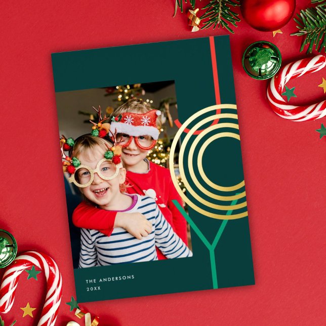 Carte De Vœux En Aluminium Bright Bold Coloré JOY Holiday Photo Gold Foil (Créateur téléchargé)