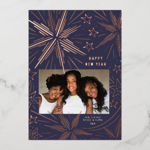 Carte De Vœux En Aluminium Bright Stars Festive Feu d'artifice Nouvel An Cart