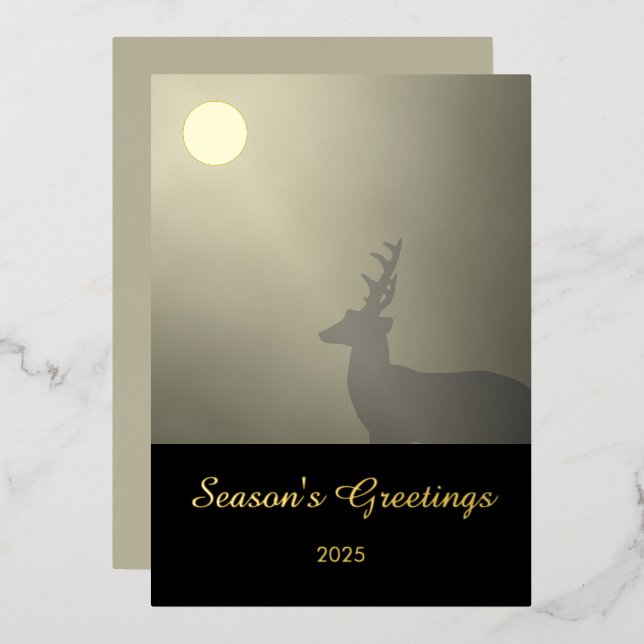Carte De Vœux En Aluminium Buck in Moonlight Scene "Season's Greetings" (Recto/Verso)