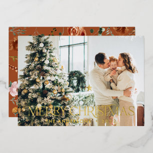 Carte De Vœux En Aluminium budget de Noël botanique élégant cerf floral pour