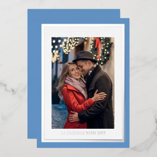 Carte De Vœux En Aluminium Buon Natale Ice Blue Simple Photo moderne