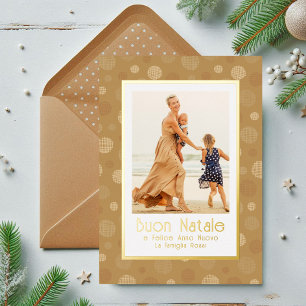 Carte De Vœux En Aluminium Buon Natale Photo Gold Modern Polka Dot