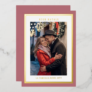Carte De Vœux En Aluminium Buon Natale Rose Gold Simple Photo moderne