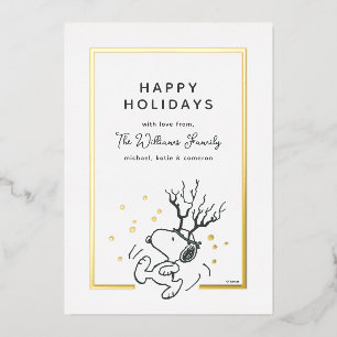 Carte De Vœux En Aluminium cacahuètes Photo de la famille Snoopy Reindeer