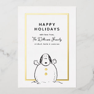 Carte De Vœux En Aluminium cacahuètes   Snoopy Jouer Snowman Photo de famille