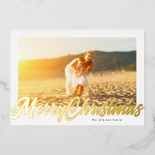 Carte De Vœux En Aluminium Cadre Blanc & Joyeux Noël en Or Photo