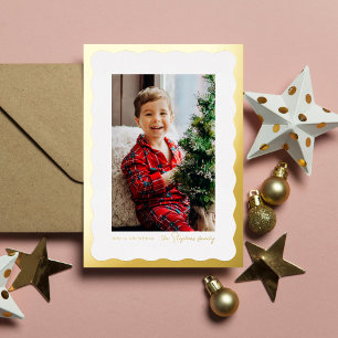 Carte De Vœux En Aluminium Cadre de bord ondulé simple or photo de Noël